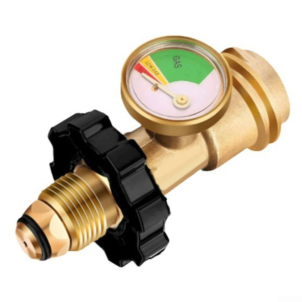 Propane Gas Tank Adapter with Pressure Gauge Connector, Brass Gas Conversion Kit for BBQ Grill, Heater, 100lb Tank Compatibility