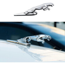 (Silver) Jaguar 3D Emblem Car Logo Front Vehicle Hood Emblem Car Cover Chrome Eagle Badge for XF XJ