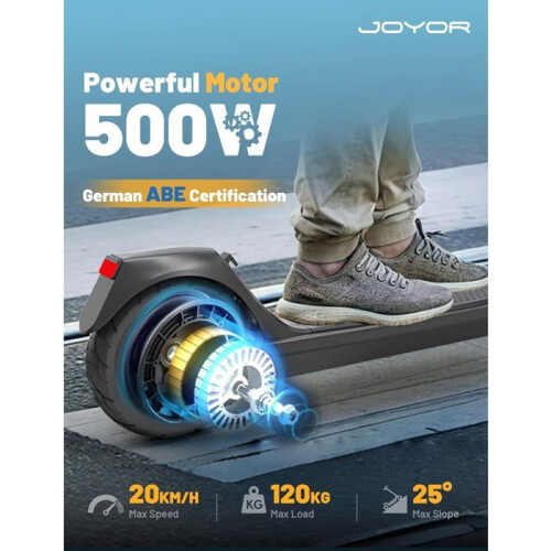 JOYOR C10E - Scooter elétrico Dobrável - ABE - Motor 500W - Bateria 48V 10.4AH - Max 20km/h - Pneus de 10 Polegadas - Preto 1