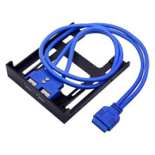 2 Ports USB 3.0 Front Panel Floppy Disk Bay 20 Pin USB3.0 Hub Expansion Cable Adapter Plastic Bracket for PC Desktop Tw