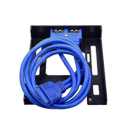 2 Ports USB 3.0 Front Panel Floppy Disk Bay 20 Pin USB3.0 Hub Expansion Cable Adapter Plastic Bracket for PC Desktop Tw 2