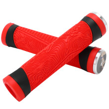 Bike Handle Silicone Grips with Bar End Plugs for MTB Flat Handlebar Red