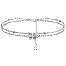 1PC Flashing Rhinestone Double-layer Anklet Fresh Summer Foot Jewelry Tw