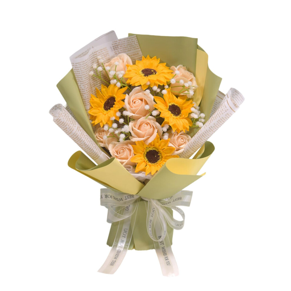 Colorful Rose Petals Bridal Bouquet Soap Bouquet for Valentine's Day Wedding Home Decoration 10-Inch Multicolor-image-OPC-PJRCJ9M-NEW