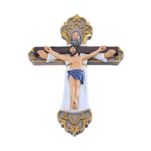Holy Crucifix Resin Jesus Cross with God Religious Crucifixion Statue Catholic Figurine Wall Hanging Decoration Prayer Collection Ornament Tw