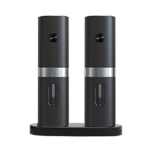 Electric Salt And Pepper Grinder Set Rechargeable Salt Pepper Mill with Charging Base Led Light Adj Tw