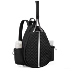 Tennis Racket Bag Lightweight Water Resistant Quilted Crossbody Backpack Shoulder Bag in Schwarz Color for Easy Carry