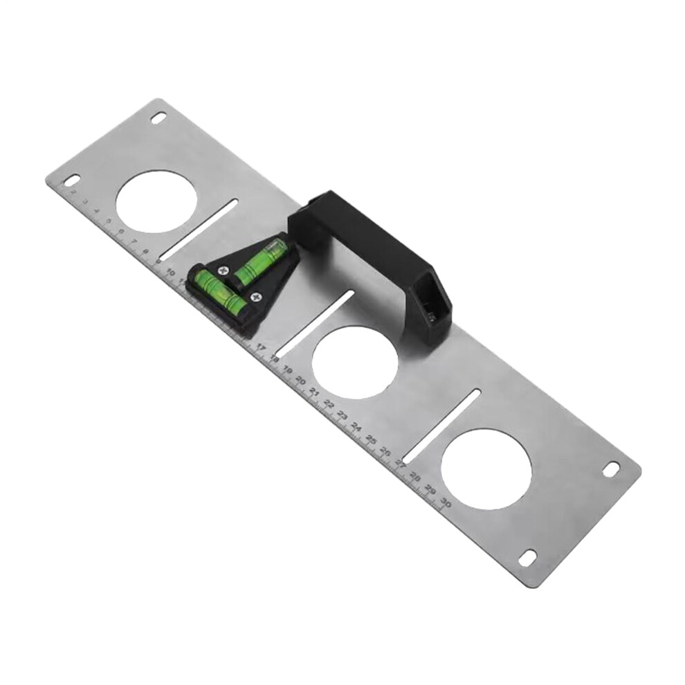 Leveler Tool - Slotted Wire Drawing Stainless Steel Measuring Device With Outlet Cutout For Accurate Hole Measurement 6038364350961