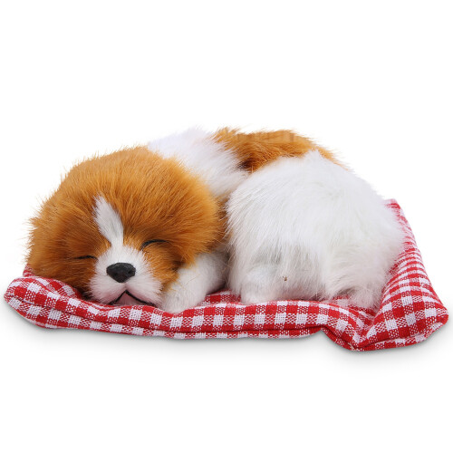 Peluche de chien simulé 17x12 cm, jaune et blanc 1