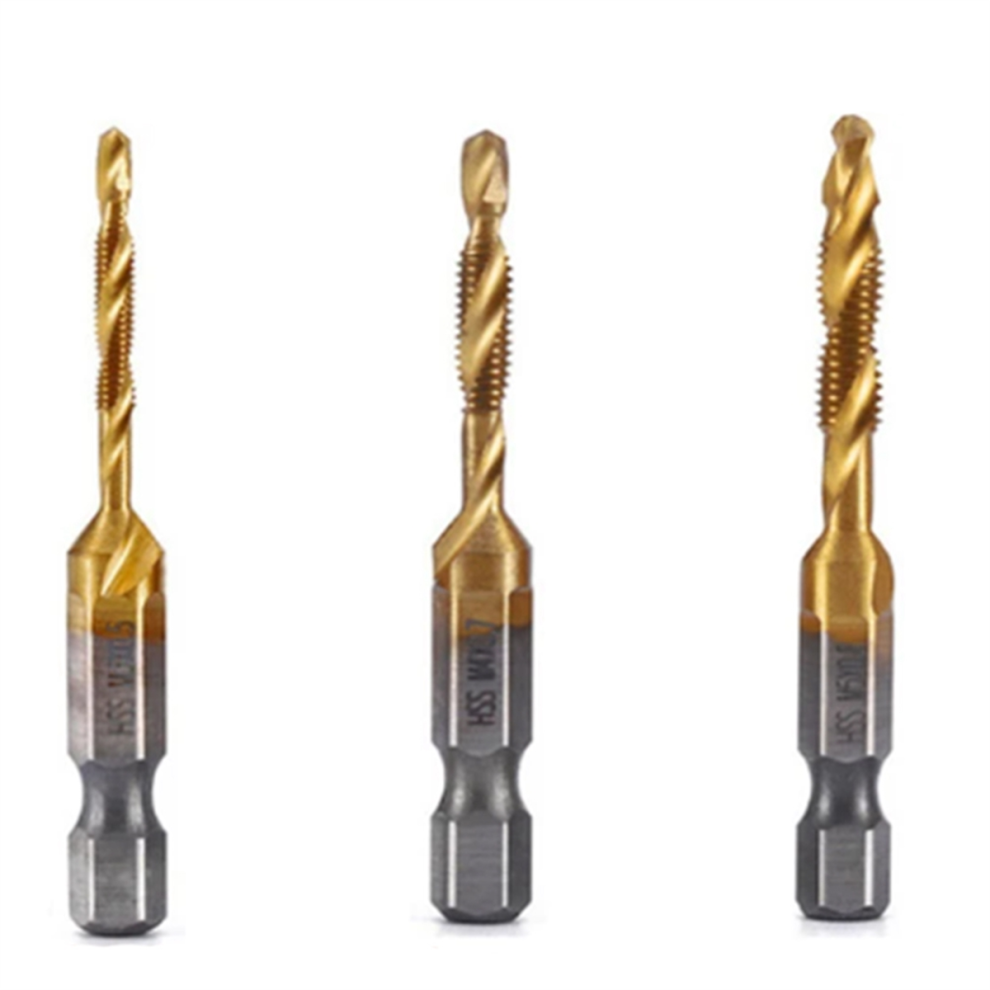 M3++M5 Hex Shank Titanium Plated Hss Screw Thread Metric Tap Drill Bit 4852641439413