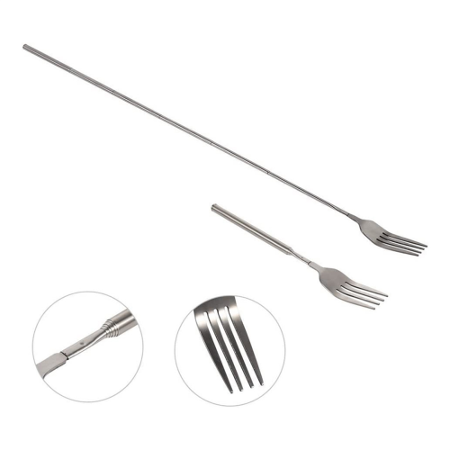 Garfos extensíveis, garfos telescópicos de aço inoxidável para churrasco de 8,7 a 25,4 polegadas