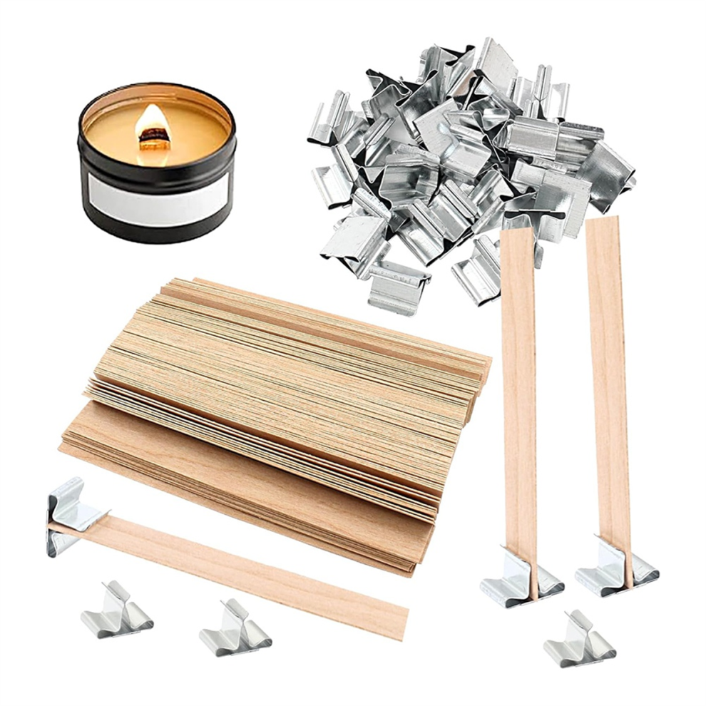 Kerzendochte Aus Holz, 200 StüCk, Zum Selbermachen, Mit Dochtclip, Metallsockel-image
