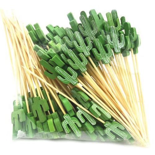 100 palillos de bambú desechables para comida, cóctel de frutas, hechos a mano