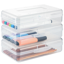 Transparante pennenbak, 3-pack grote harde organizer, kunststof voorraaddoos