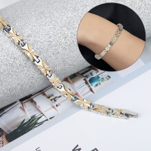 Bracelet en acier inoxydable à motif floral 20 cm 20 g argenté