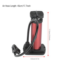 Mini Portable Bicycle Foot Pump, High Pressure Aluminum Alloy 17.5cm Red