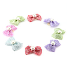 30 pezzi di elastici per capelli con fiocco, 4 cm, 6 colori, perla