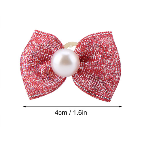 30 pezzi di elastici per capelli con fiocco, 4 cm, 6 colori, perla 2
