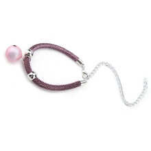 Japanese Style Pet Collar Nylon Adjustable Bell Necklace in Pink (38cm)