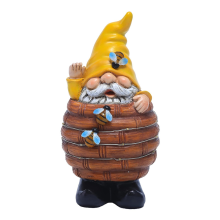 Solar Garden Gnome Statue, Funny Resin Bee Gnomes Figurine with Solar