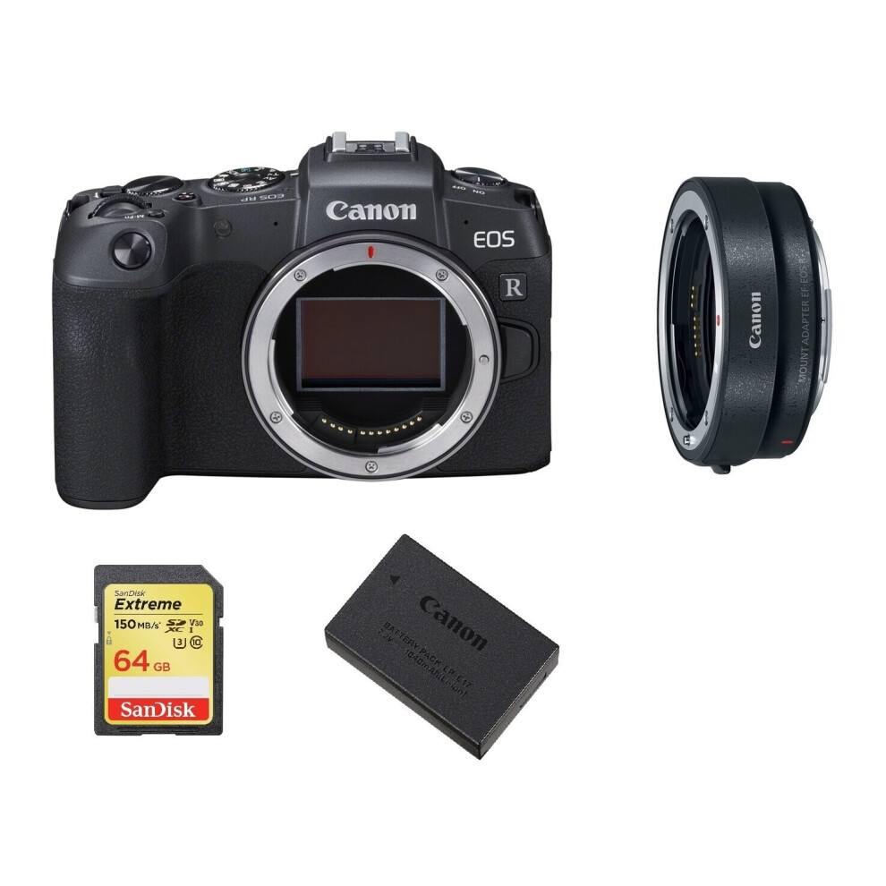 Canon Eos Rp + Ef-Eos R Mount Adapter + 64Gb Sd Card + Lp-E17 711202279902