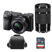 SONY A6400-Body +16-50mm F3.5-5.6 +55-210mm F4.5-6.3 +tas +16 GB SD-kaart