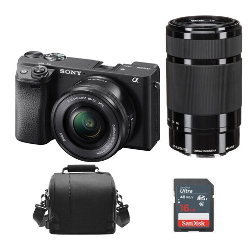 SONY A6400 Corpo +16-50MM F3.5-5.6+55-210MM F4.5-6.3+Borsa+Scheda SD da 16 GB
