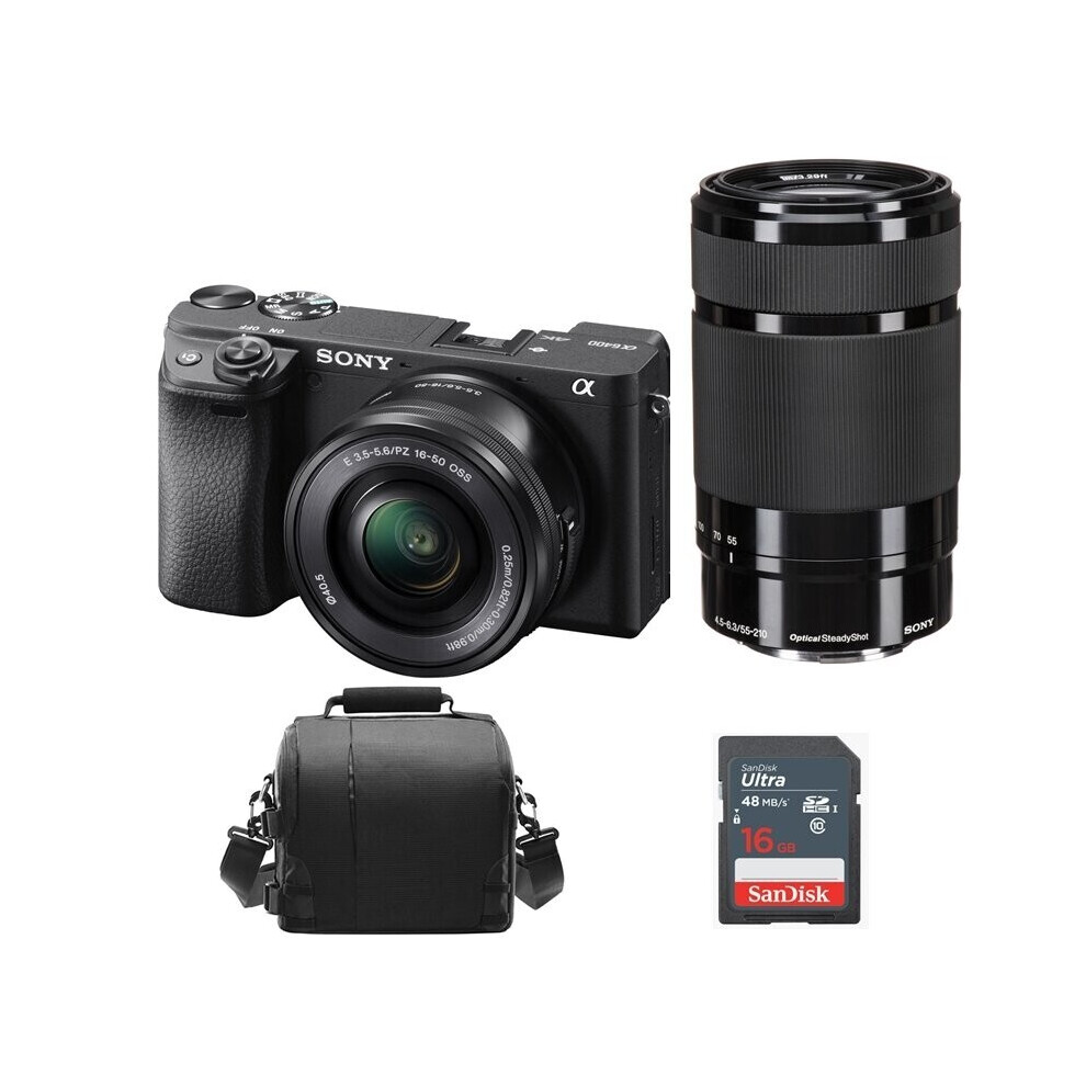 SONY A6400 Body +16-50MM F3.5-5.6+55-210MM F4.5-6.3+Bag+16GB SD card