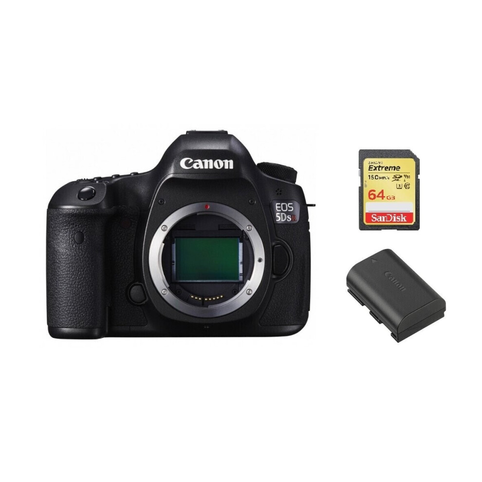 Canon EOS 5DSR Body + 64GB SD Card + LP-E6N Battery - 50.6MP High-Resolution DSLR