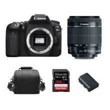 Canon EOS 90D Kit: EF-S 18-55mm IS STM, 256GB Sandisk, Tasche, LP-E6N - Vielseitige DSLR für kreative Fotografie