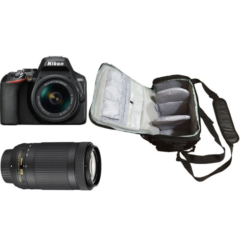 Nikon D3500 Κιτ (AF-P 18-55 VR)(70-300 VR) Μαύρο με Τσάντα Kamkorda