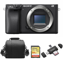 SONY A6400 Body Zwart + 64GB SD-kaart + cameratas + geheugenkaartlezer