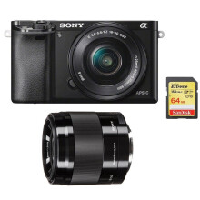 SONY A6000 Blcak KIT SEL 16-50MM + SEL 50MM F1.8 + 64GB SD-kaart