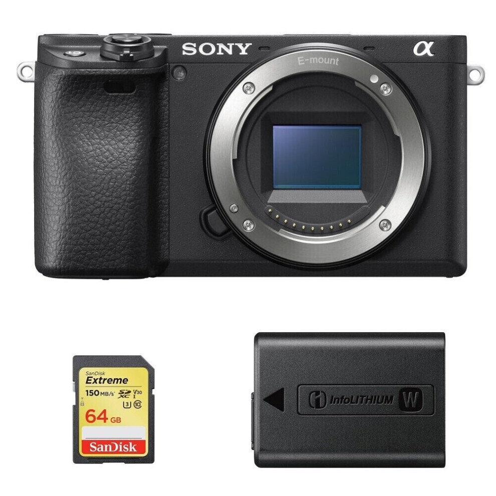 SONY A6400 Body Black + 64GB SD card + NP-FW50 Battery