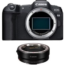 Canon EOS R8 Gehäuse + EF-EOS R Bajonett-Adapter - Leichtes Vollformat-DSLM mit 24,2-MP-Sensor, 4K 60p, 10-Bit, schneller Autofokus