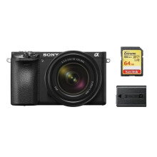 SONY A6500 zwart + SEL 18-135MM F3.5-5.6 OSS + 64 GB SD-kaart + NP-FW50