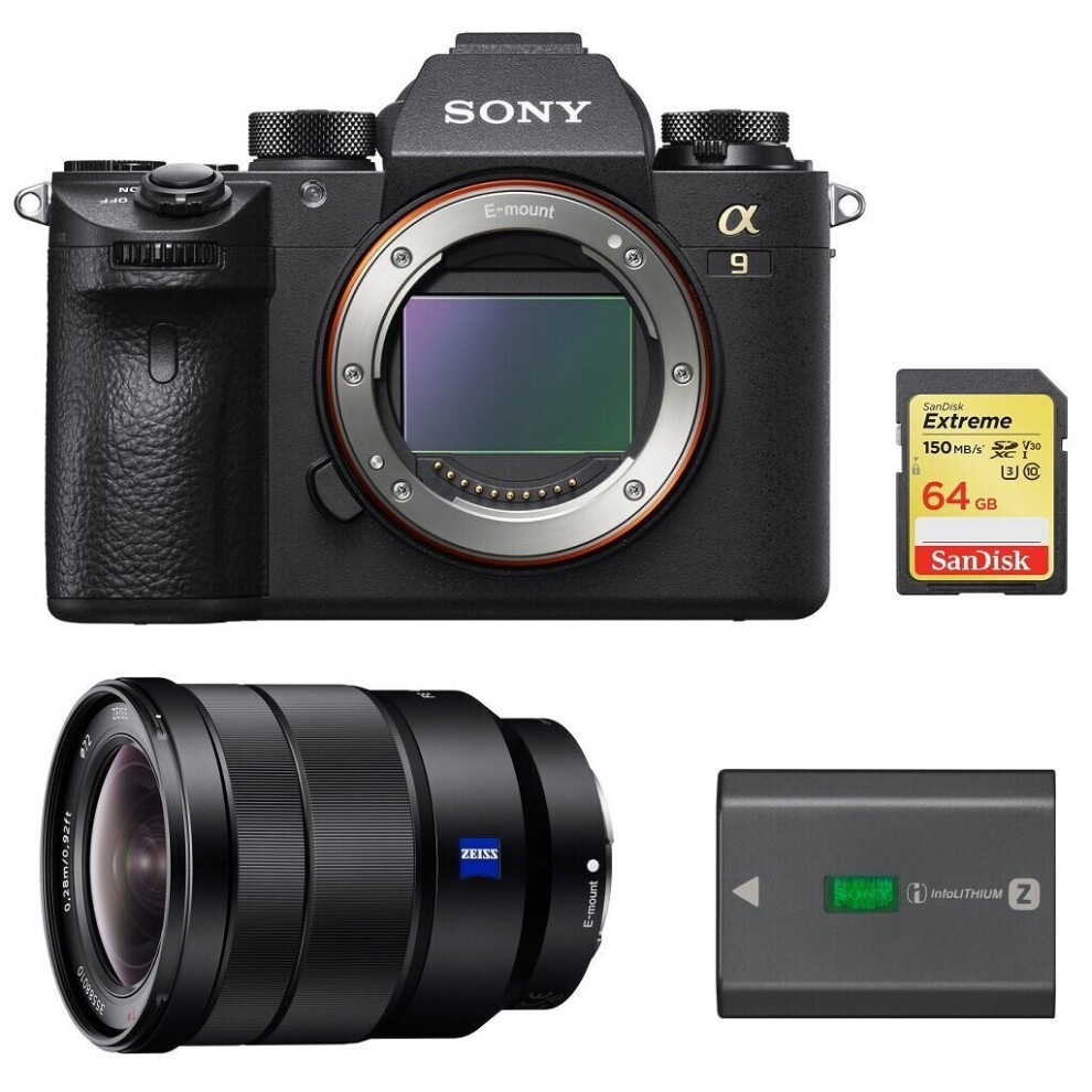 SONY A9 + SEL 16-35MM F4 ZA OSS + 64GB SD card + SONY NP-FZ100 Battery