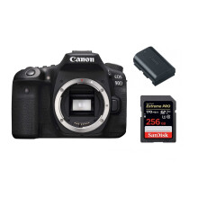 CANON EOS 90D Kamerakorpus+SanDisk Extreme Pro 256GB 170MB/s+LP-E6N Akku