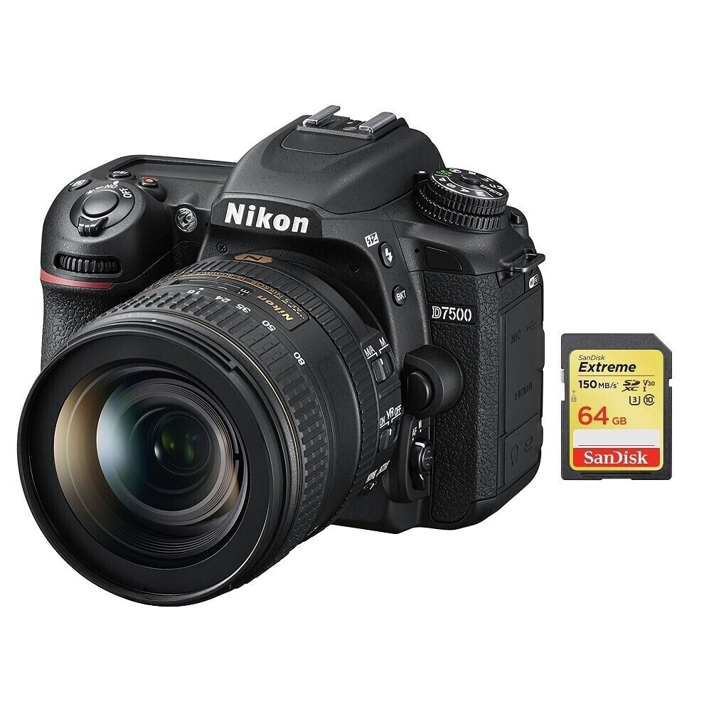 Nikon D7500+Af-S Dx 16-80Mm F2.8-4E Ed Vr +Sandisk Extreme 64G Sd Card