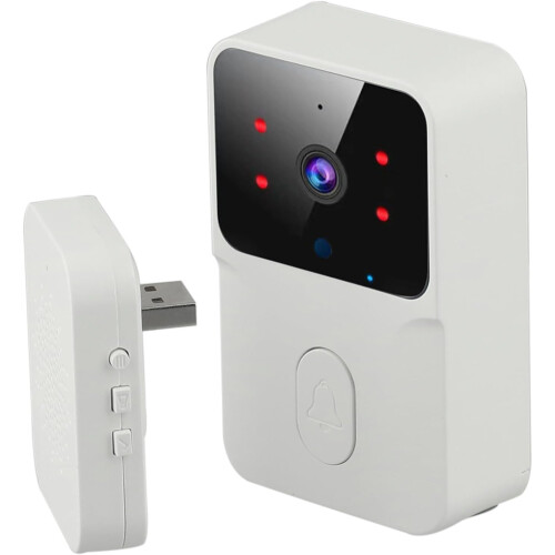 WiFi Video Doorbell, Easy Installation Smart Intercom, Wireless Camera in White, Home Security System 1