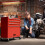 AREBOS AREBOS 4-Drawer +Compartment Tool Cabinet Garage Tool Chest with Wheels Workshop Tool Storage Lockable Red 2