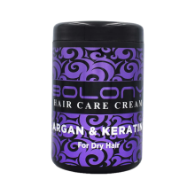 Bolony Argan & Keratin Hair Cream 1000ml | Moisturizing Leave-In Cream for Dry, Damaged Hair with Heat Protection
