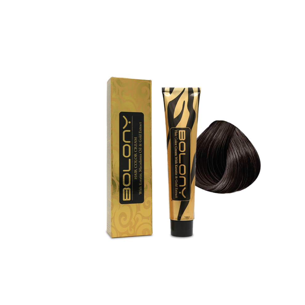 Cream,Brown Bolony Hair Color Cream 4 Intense Brown 100Ml | Permanent Hair Color Cream, Rich Brown Tone, Ammonia-Free Formula