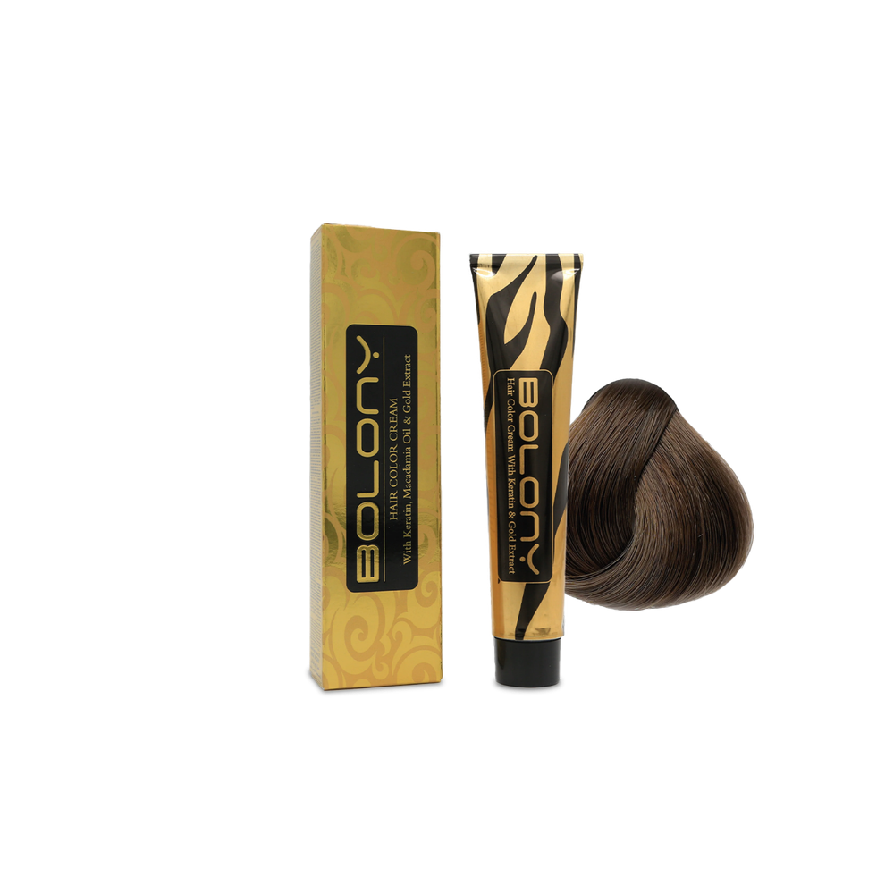 Cream,Brown Bolony Hair Color Cream 4.3 Golden Brown 100Ml | Permanent Hair Dye With Warm Golden Tones, Gray Coverage, Salon Results