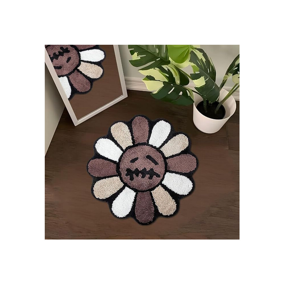(Smiling Sunflower 01, 60*60cmï¼Imitation cashmereï¼) Halloween sunflower carpet in an irregular bedroom, soft and comfortable bedside blanket