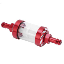 Glass Fuel-Filterelement Aluminiumlegierungsgehäuse Ersatz für Autos ATV SUVs Motorräder Pit Bikes Rot