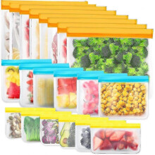 20 Pack Reusable Freezer Bags, Reusable Sandwich Bag, Reusable Silicone Food Storage Bag Leak Proof Ziplock Airtight Container for Lunch, Snacks, Frui