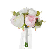 Hochzeitsstrauß Rosa, Eleganter Brautstrauß zum Werfen, Kunstblumenstrauß für Brautjungfern und Brautparty