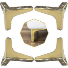 4 Packs Furniture Table Legs, Metal Legs for Furniture, Replacement Triangle Cabinet Legs for Wardrobe, Sofa, Chair, Coffee Table (gold, 10cm) Tw