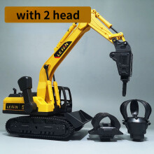 2 Head 1:32 Simulation Die-cast Crane Car Model with 3 Head Drill Excavator Inertial Truck Kids K